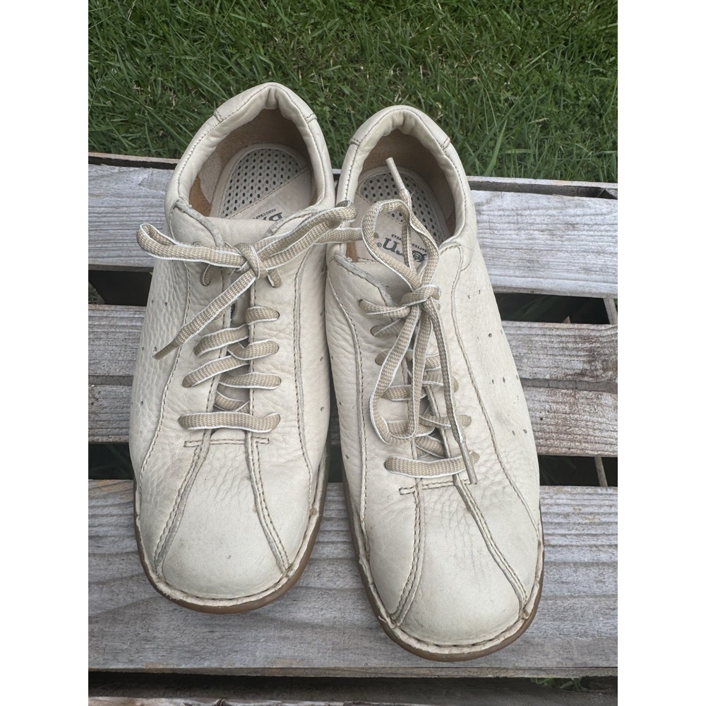 Born Børn Concept Oxford Women 9 M Shoes Beige Leather Bicycle‎ Toe Lace Up